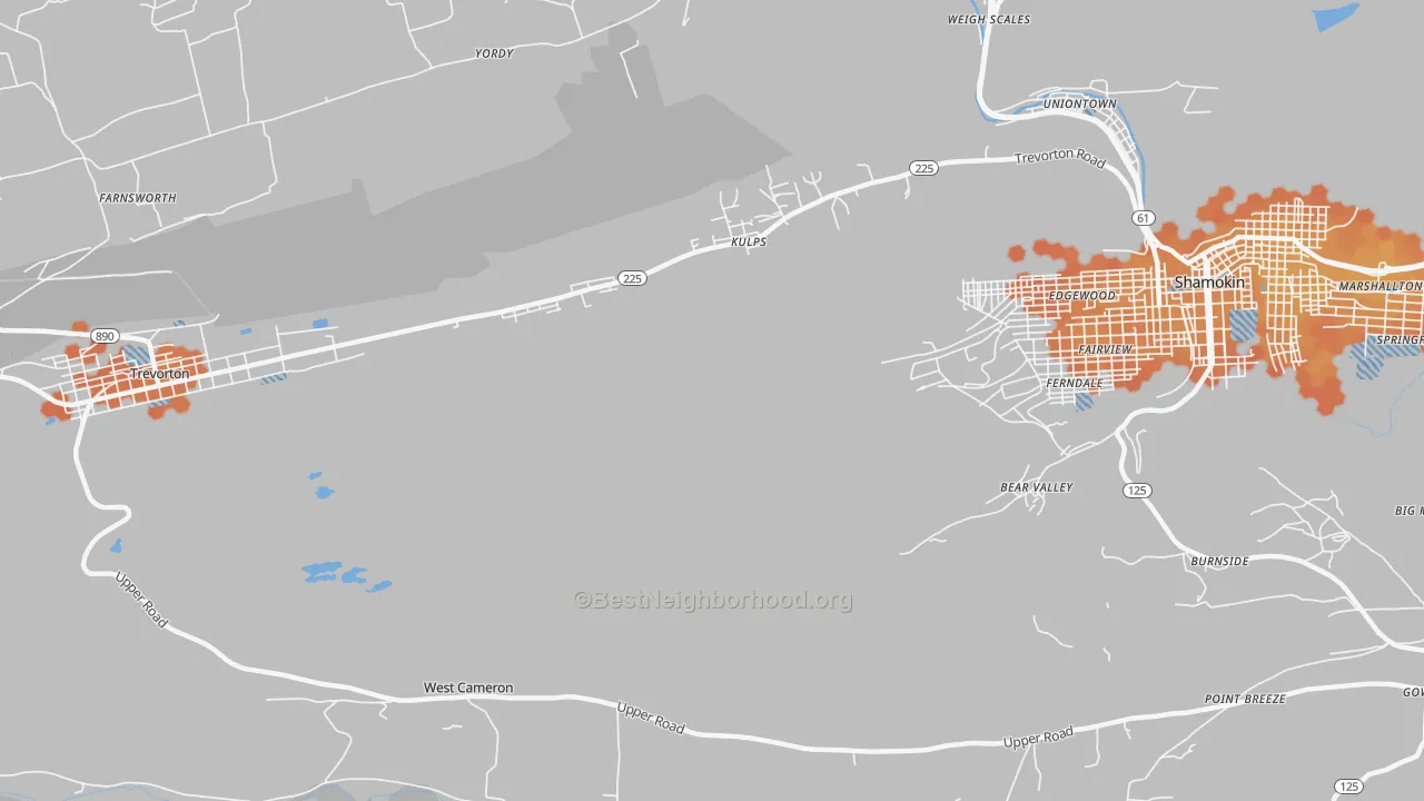 Bike Grade map of West Cameron, PA