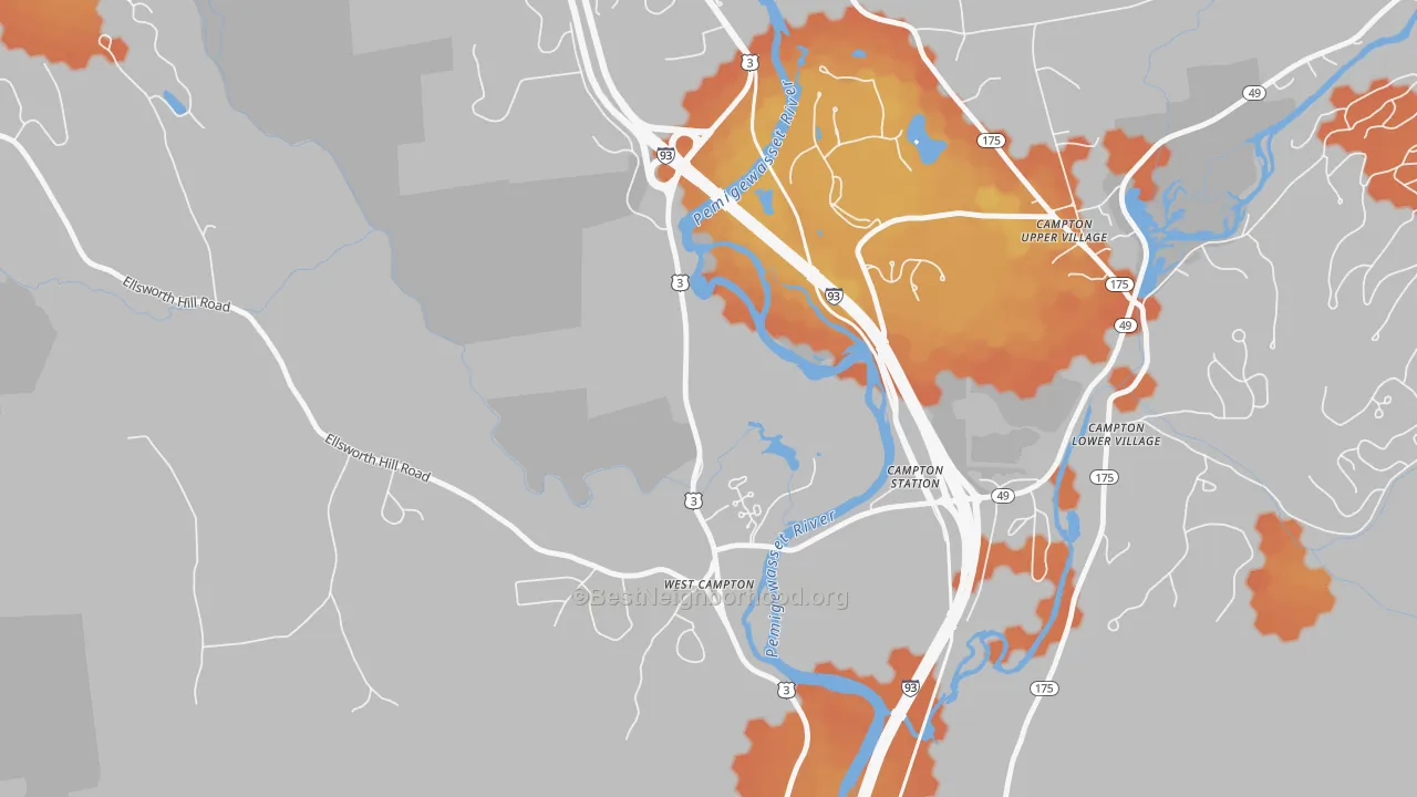 Bike Grade map of West Campton, NH