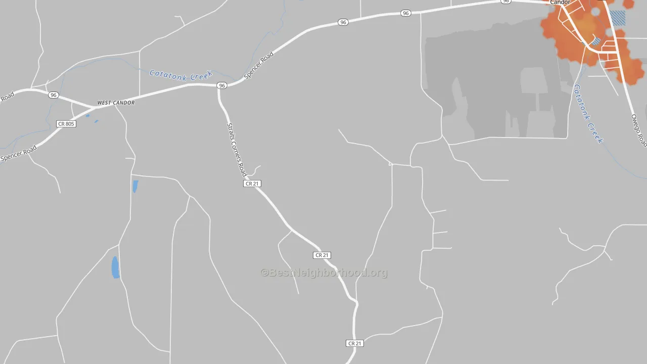 Bike Grade map of West Candor, NY