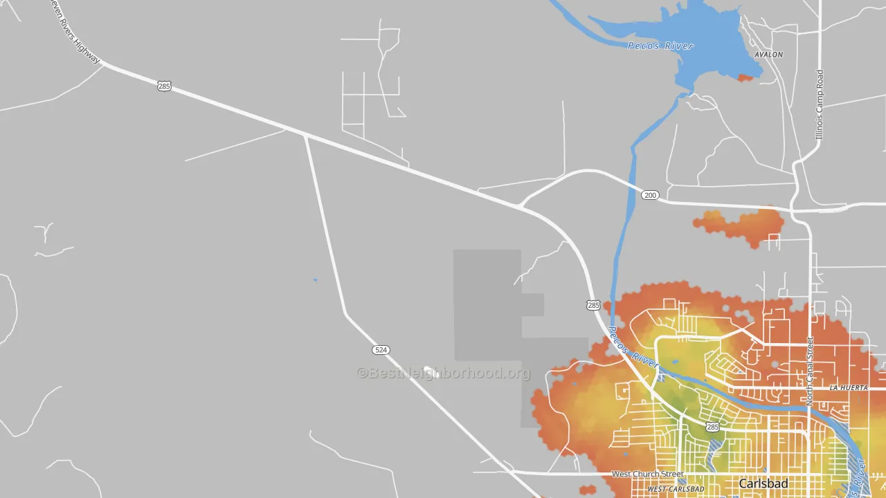 Bike Grade map of West Carlsbad, NM