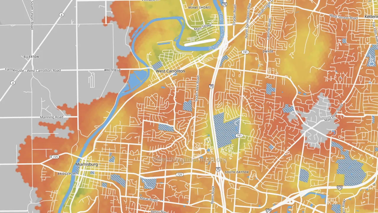 Bike Grade map of West Carrollton, OH
