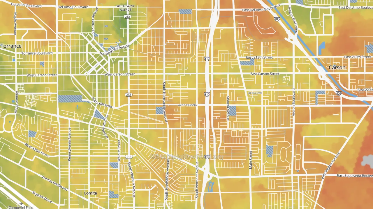 Bike Grade map of West Carson, CA