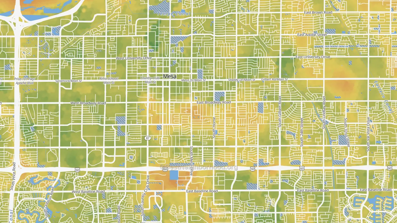 Bike Grade map of West Central, Mesa, AZ