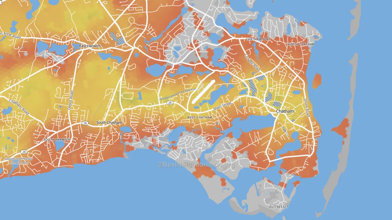 Bike Grade map of West Chatham, MA