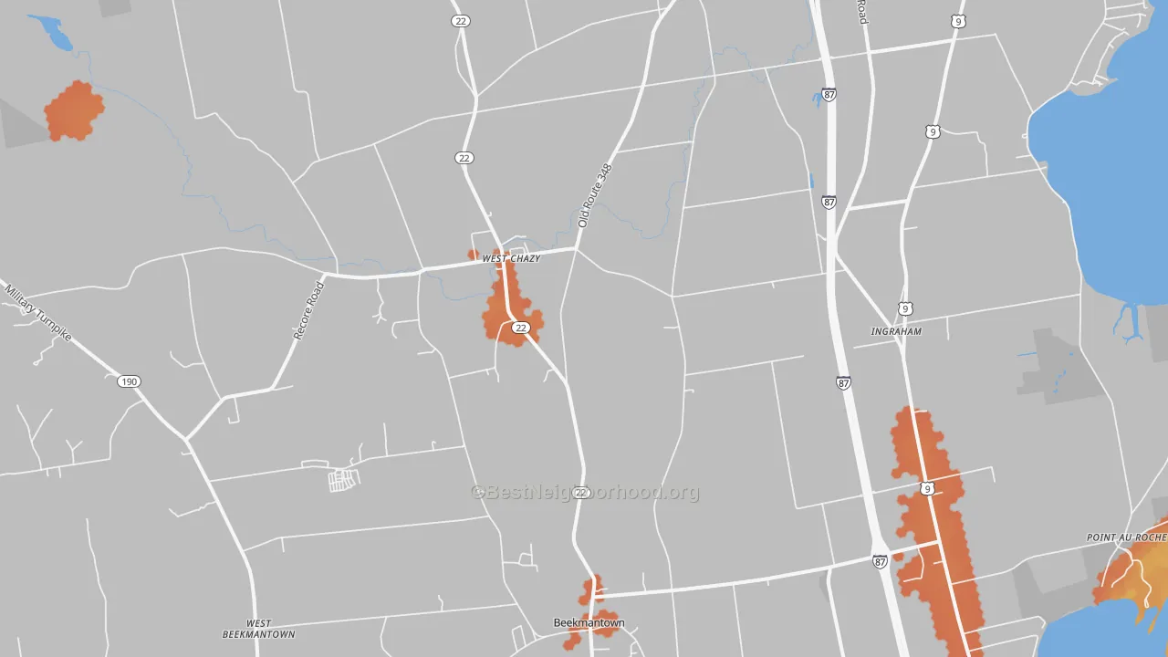 Bike Grade map of West Chazy, NY