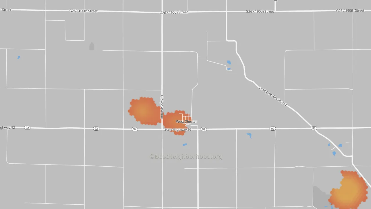 Bike Grade map of West Chester, IA