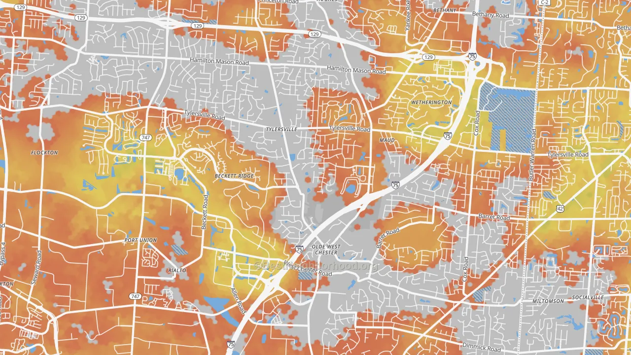Bike Grade map of West Chester, OH