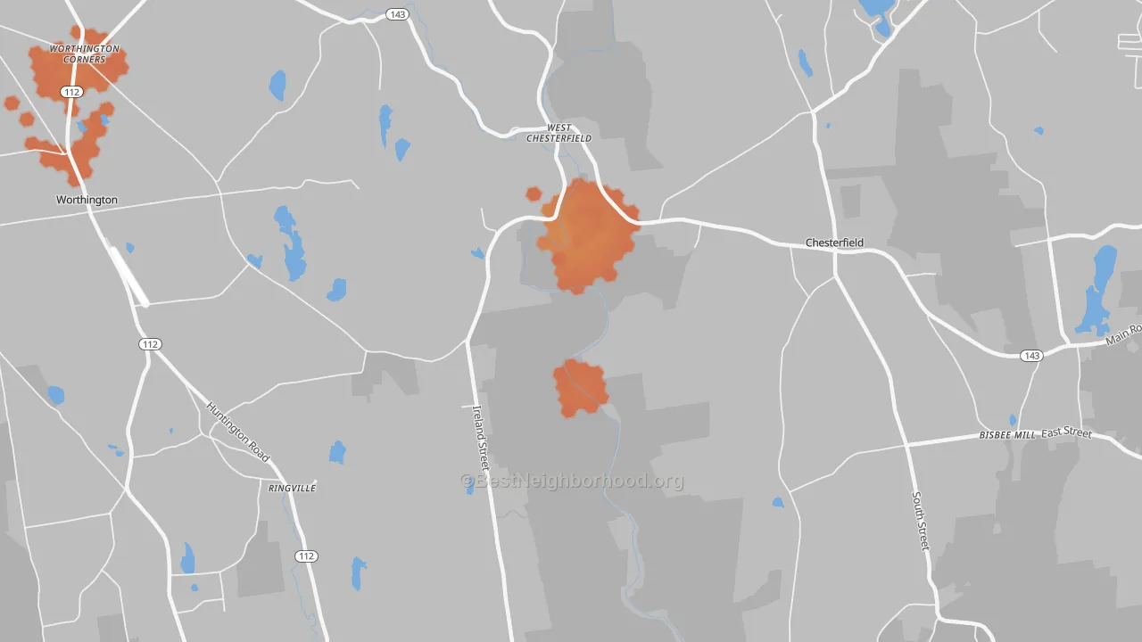 Bike Grade map of West Chesterfield, MA
