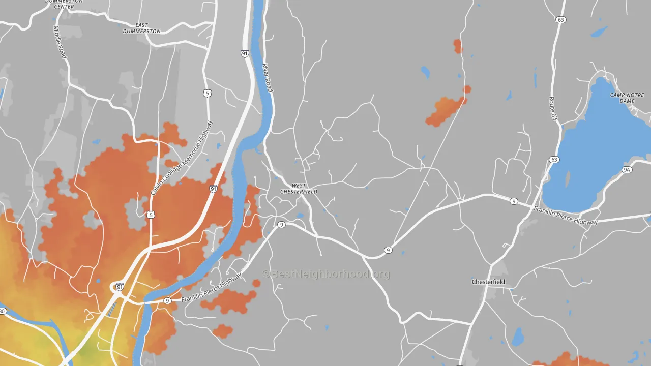 Bike Grade map of West Chesterfield, NH