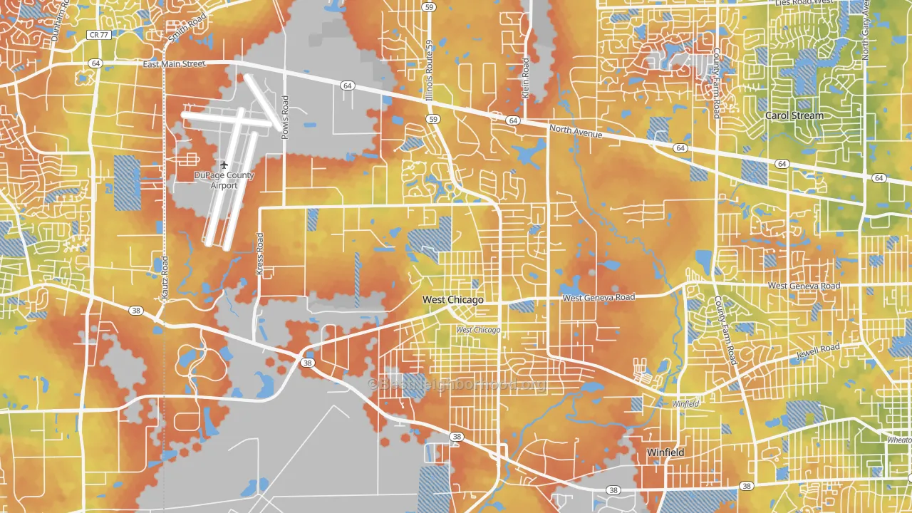 Bike Grade map of West Chicago, IL