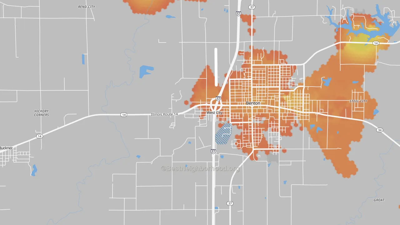 Bike Grade map of West City, IL
