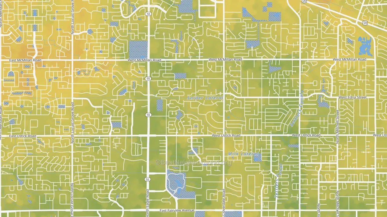 Bike Grade map of West Cloverdale, Boise, ID