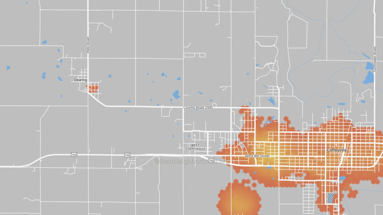 Bike Grade map of West Coffeyville, KS