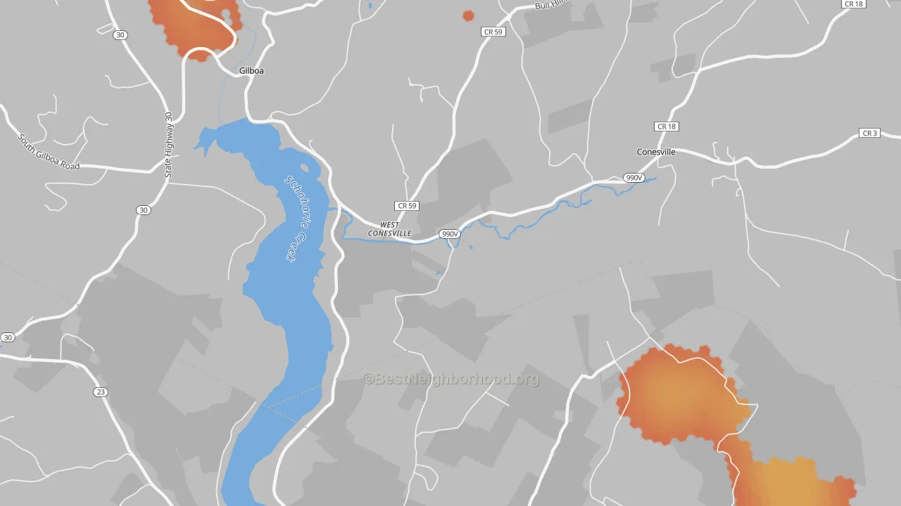 Bike Grade map of West Conesville, NY