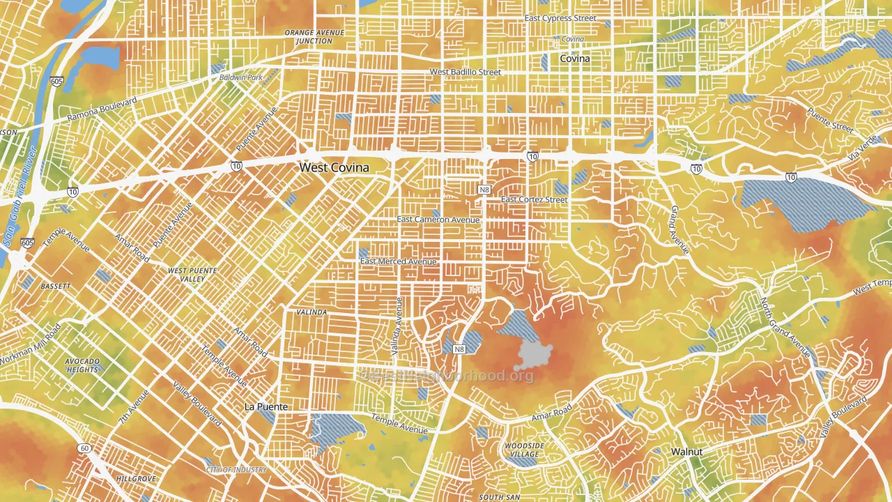 Bike Grade map of West Covina, CA