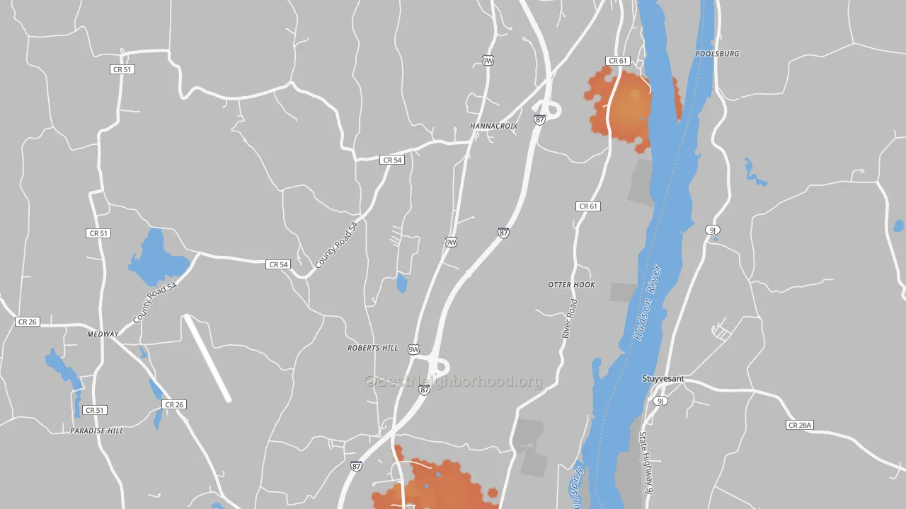 Bike Grade map of West Coxsackie, NY