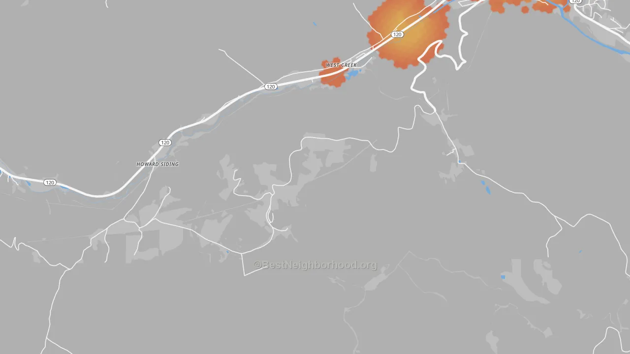 Bike Grade map of West Creek, PA