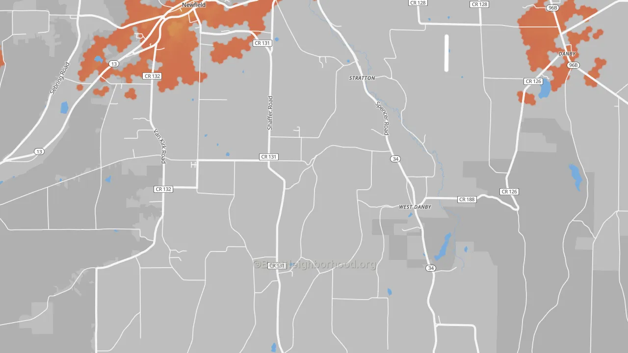 Bike Grade map of West Danby, NY