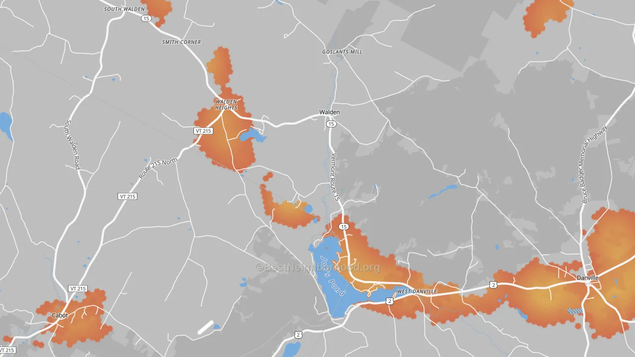Bike Grade map of West Danville, VT