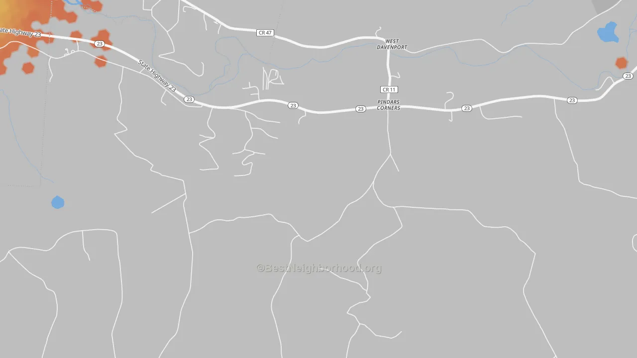 Bike Grade map of West Davenport, NY