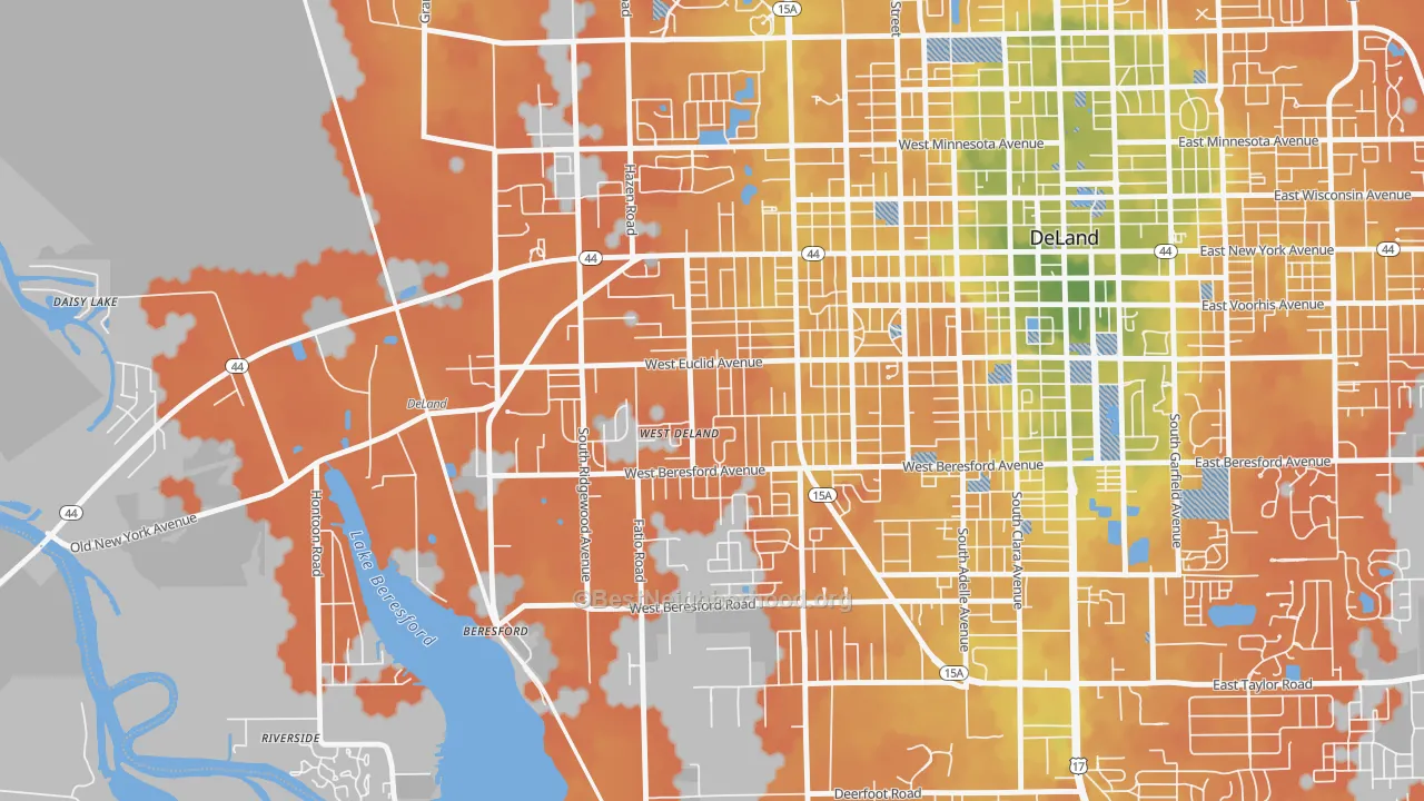 Bike Grade map of West DeLand, FL