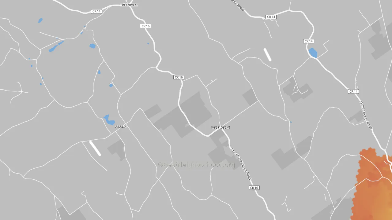 Bike Grade map of West Delhi, NY
