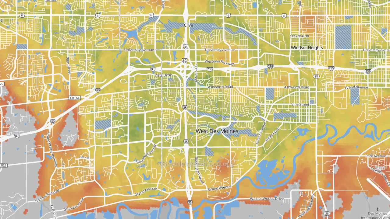 Bike Grade map of West Des Moines, IA