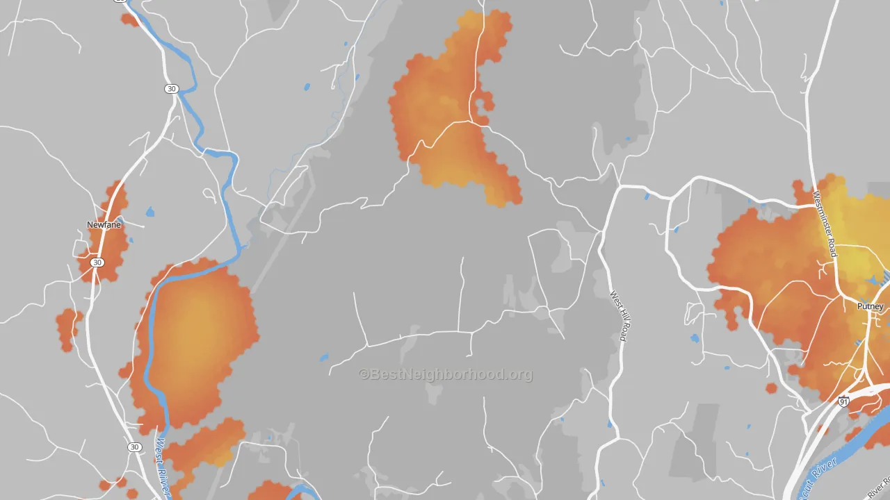 Bike Grade map of West Dummerston, VT