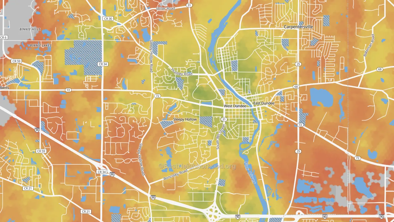 Bike Grade map of West Dundee, IL