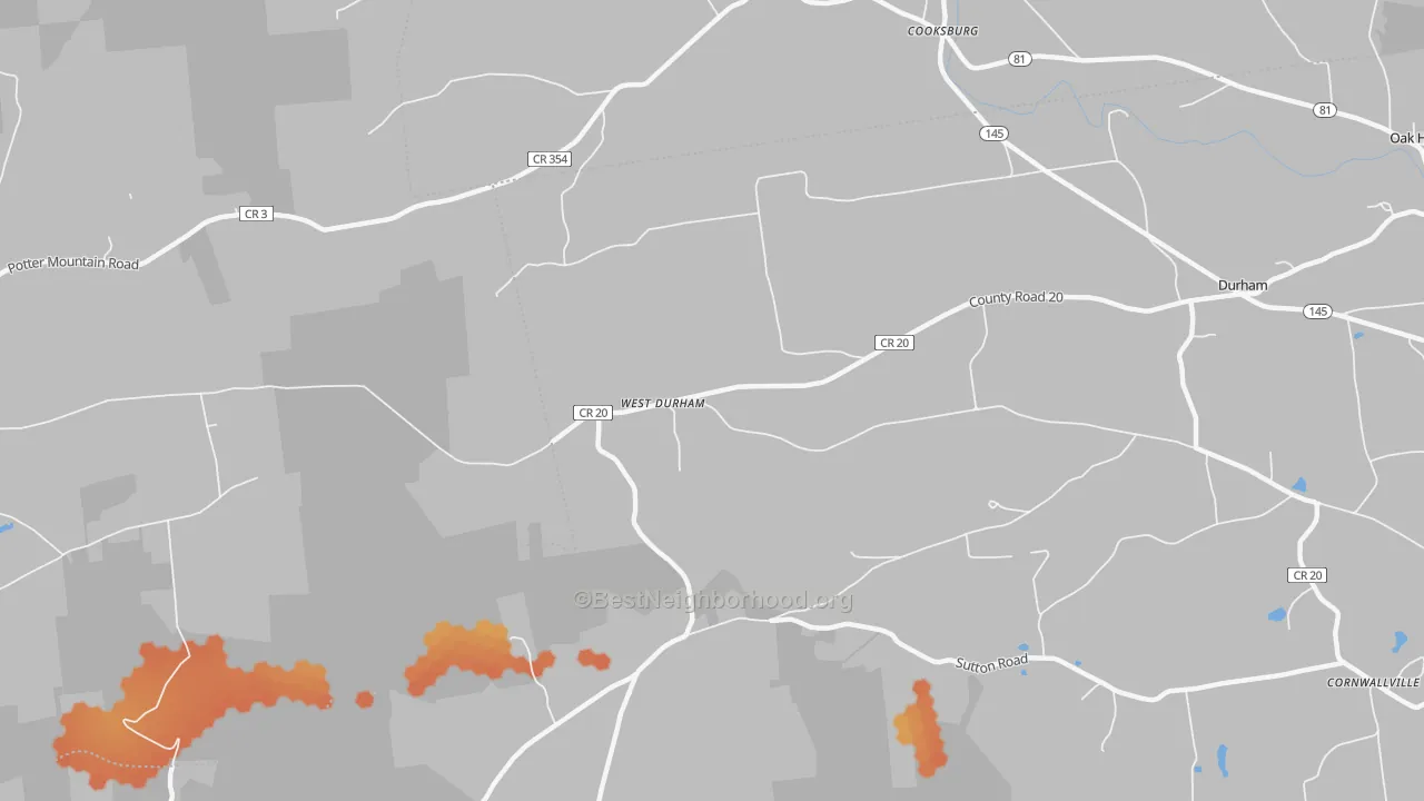 Bike Grade map of West Durham, NY
