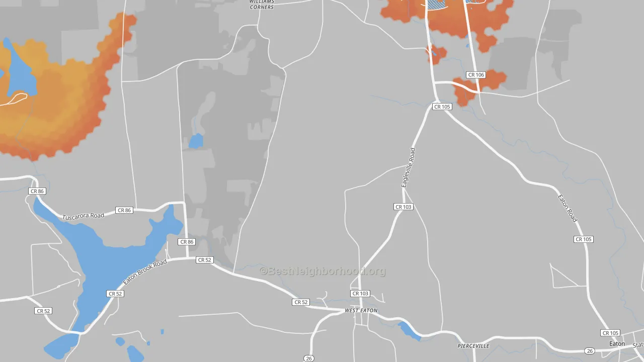 Bike Grade map of West Eaton, NY