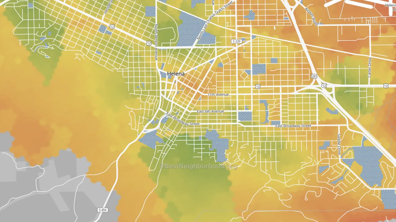 Bike Grade map of West End Helena, Helena, MT