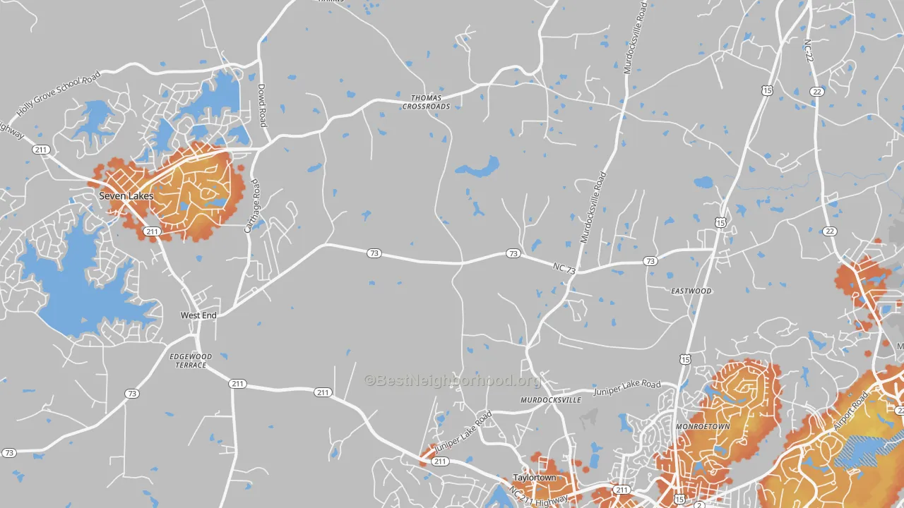 Bike Grade map of West End, NC