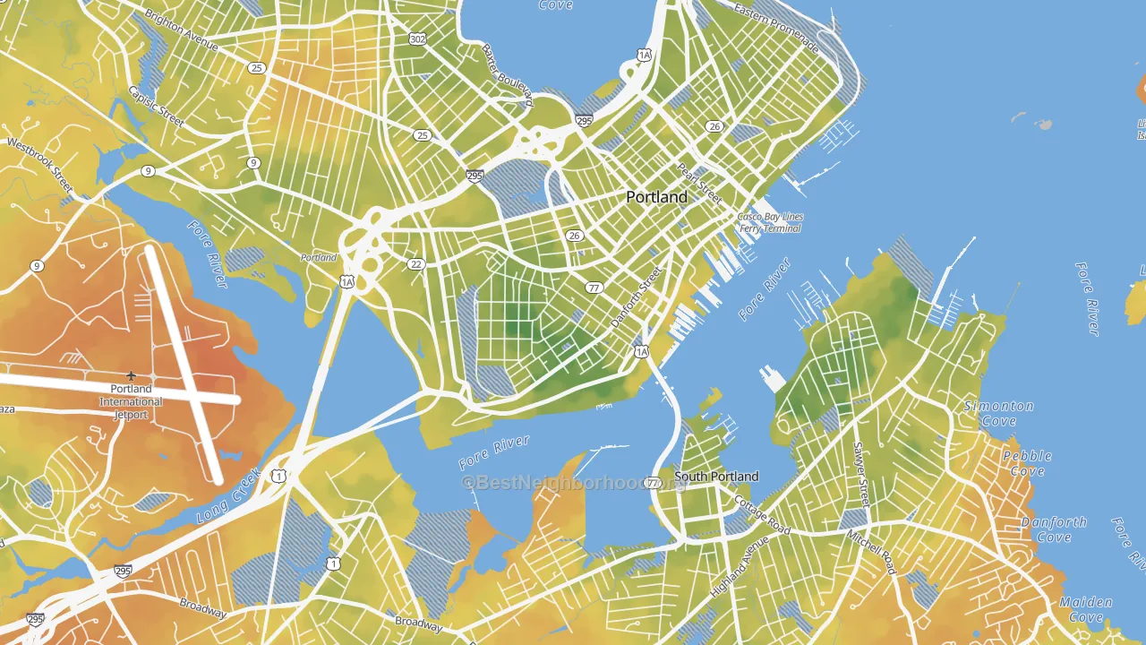 Bike Grade map of West End, Portland, ME