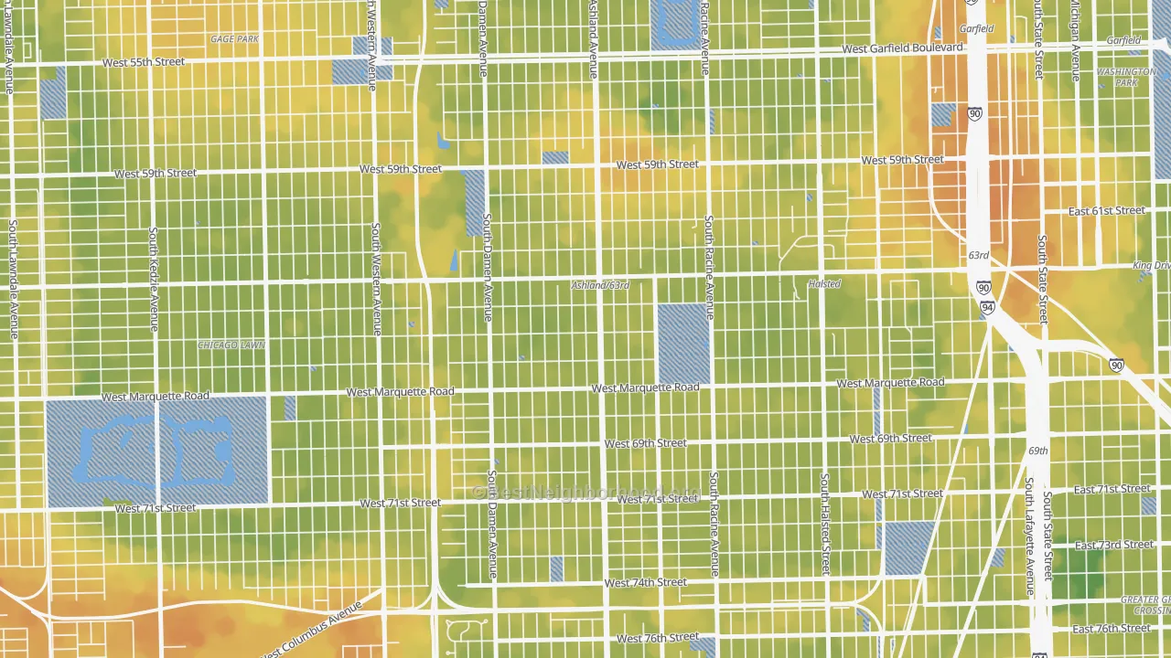 Bike Grade map of West Englewood, Chicago, IL