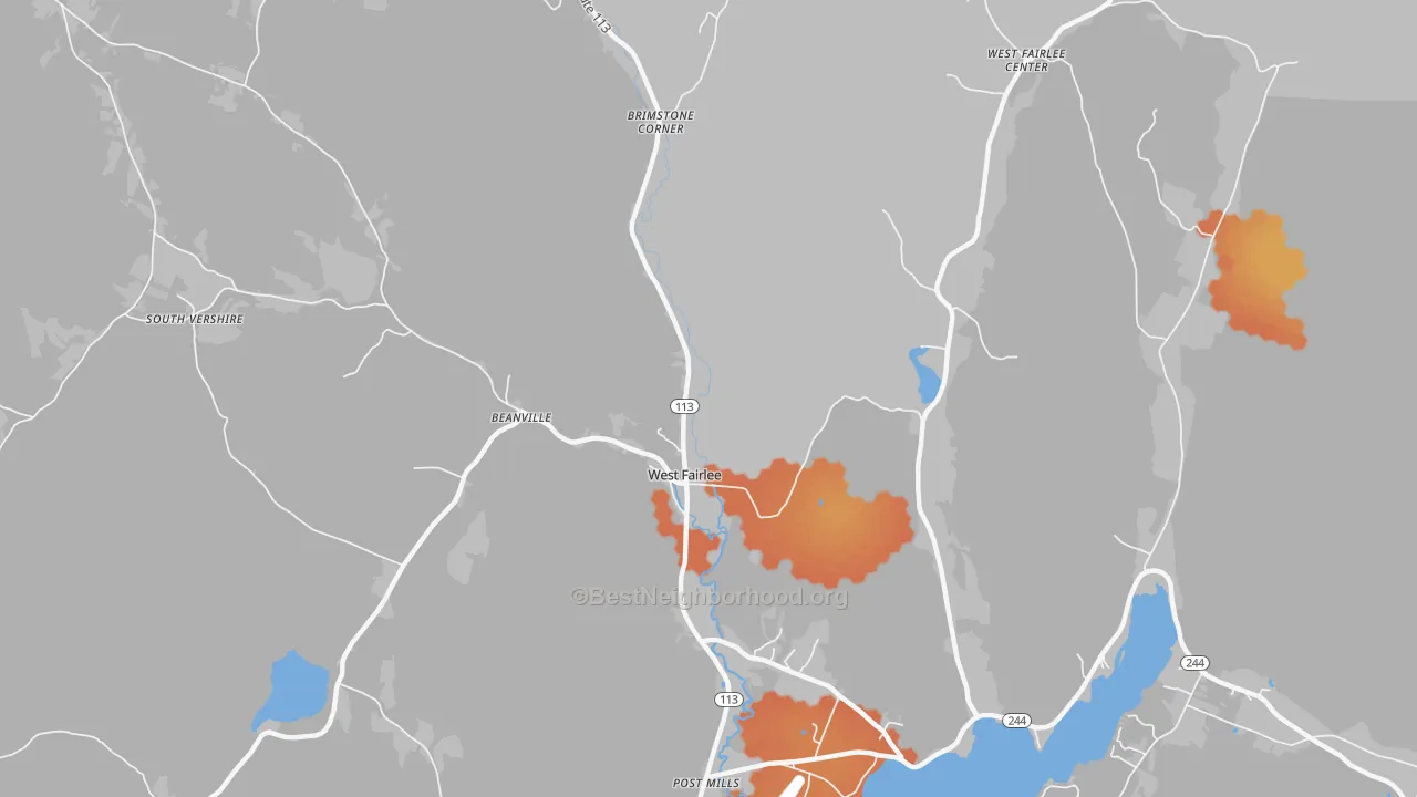 Bike Grade map of West Fairlee, VT