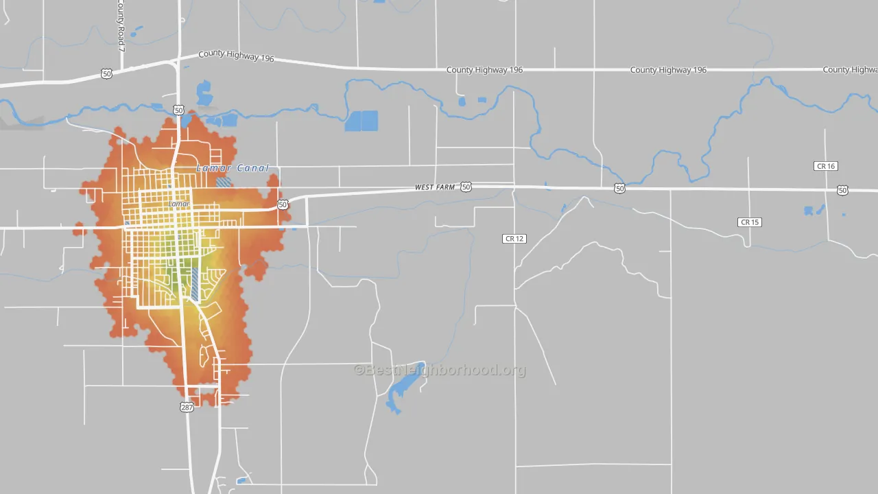 Bike Grade map of West Farm, CO