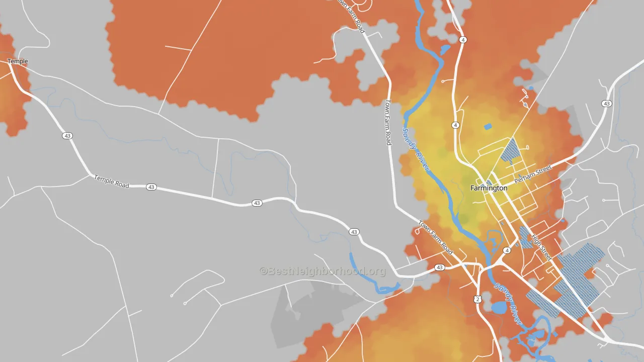 Bike Grade map of West Farmington, ME