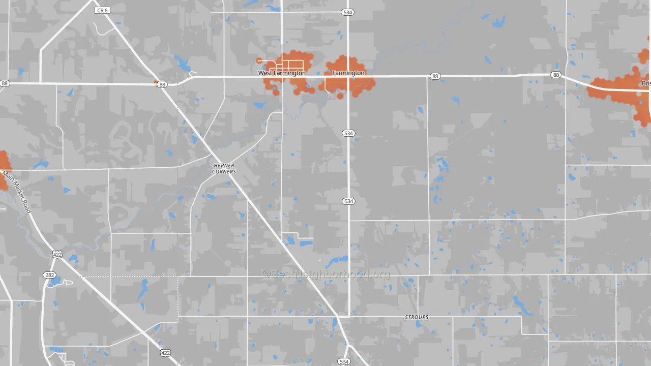 Bike Grade map of West Farmington, OH