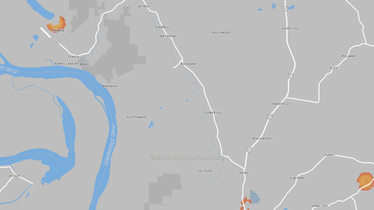 Bike Grade map of West Feliciana Parish, LA