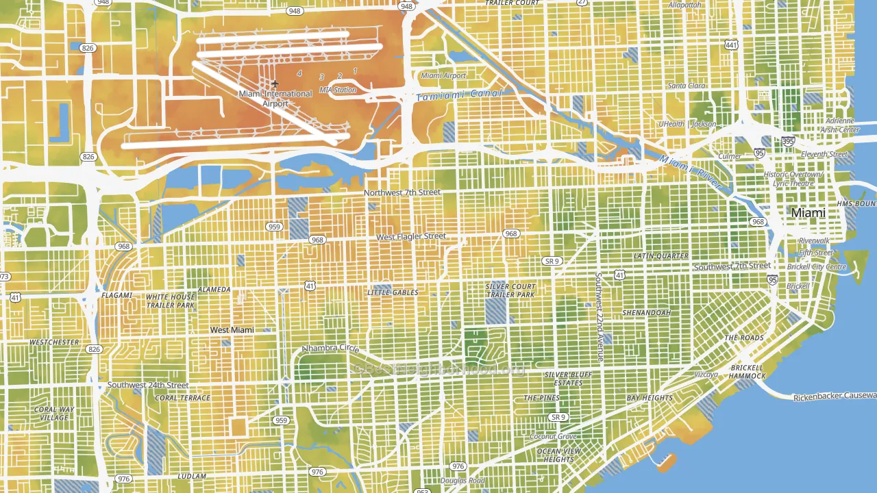 Bike Grade map of West Flagler, Miami, FL