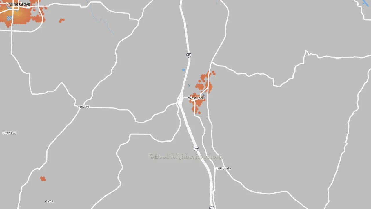 Bike Grade map of West Fork, AR