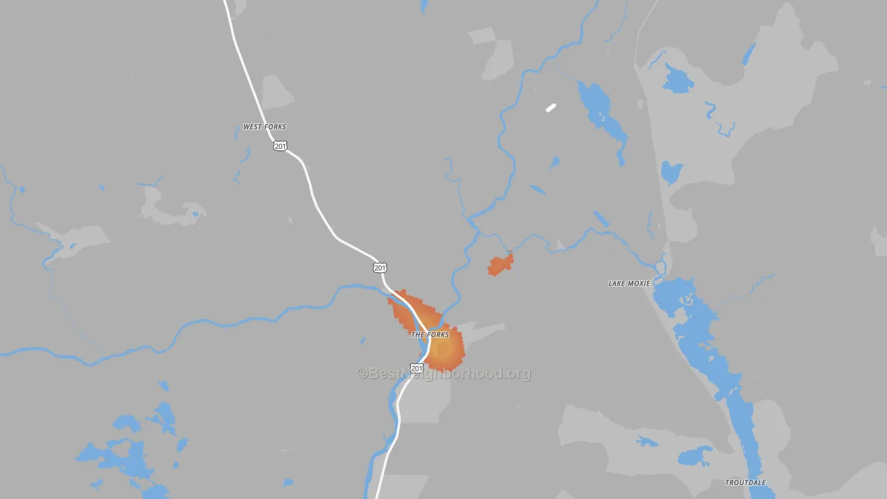 Bike Grade map of West Forks, ME