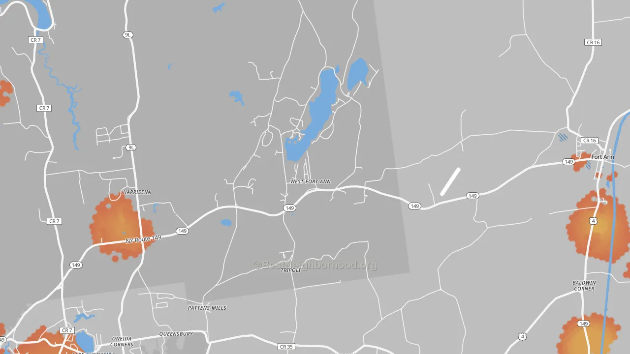 Bike Grade map of West Fort Ann, NY