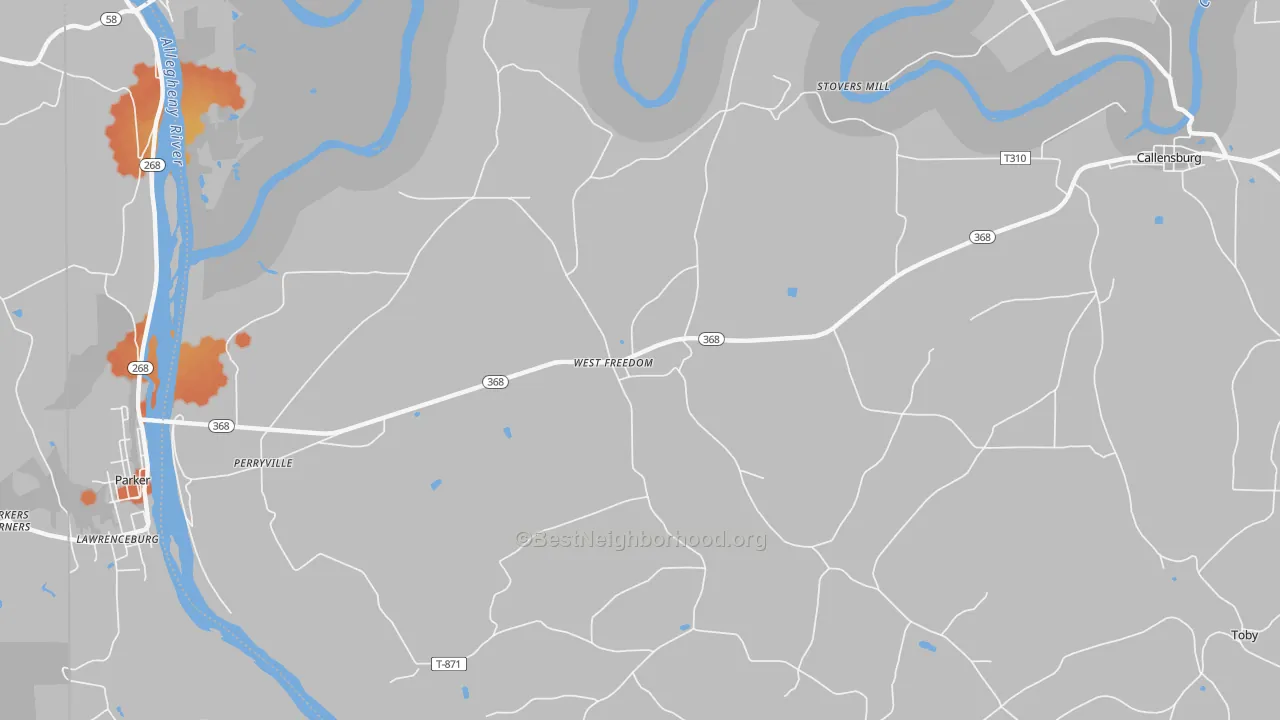 Bike Grade map of West Freedom, PA