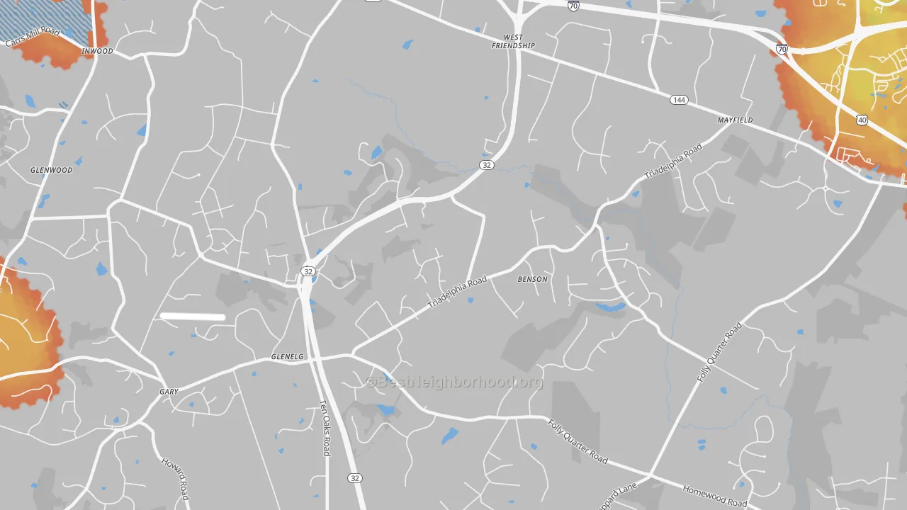 Bike Grade map of West Friendship, MD