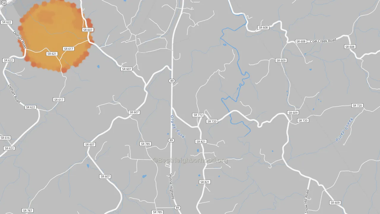 Bike Grade map of West Galax, VA