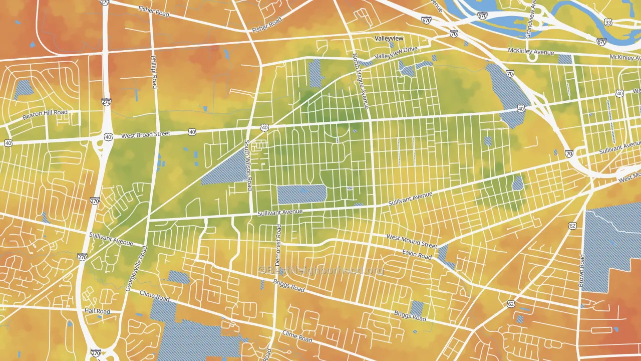 Bike Grade map of West Gate, Columbus, OH