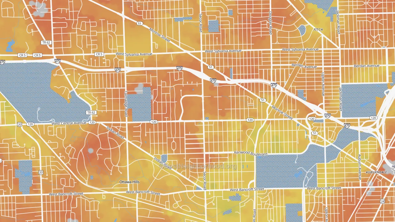 Bike Grade map of West Gate, Toledo, OH