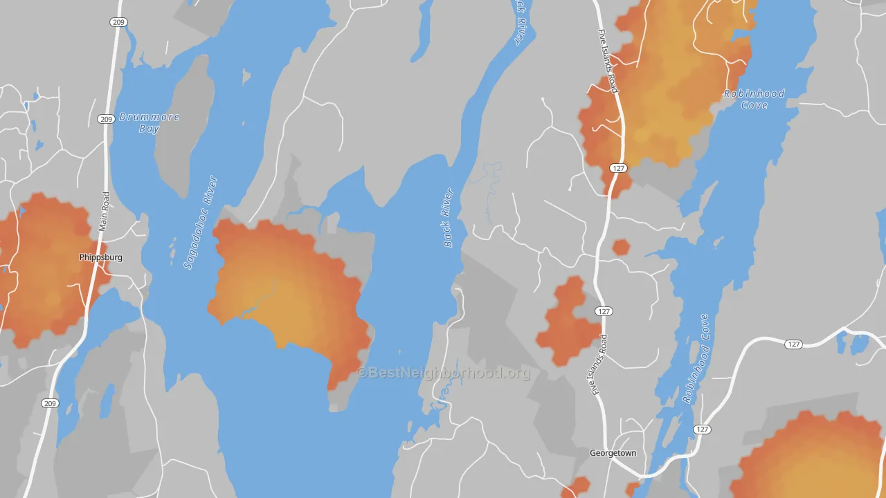 Bike Grade map of West Georgetown, ME
